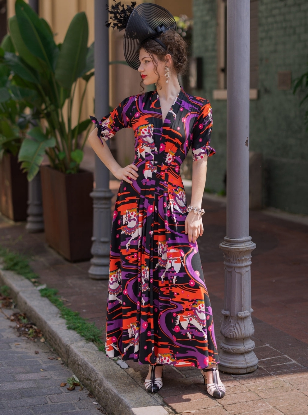 TRASHY DIVA Tie Sleeve Jenny Maxi Dress - Carousel Ponies